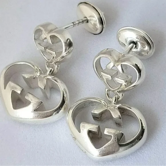 GUCCI Interlocking Heart Earrings 1.5 x 2cm in Silver - Picture 5 of 5